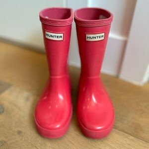 Hunter Kids First Gloss Rain boots Bright Pink 10 M